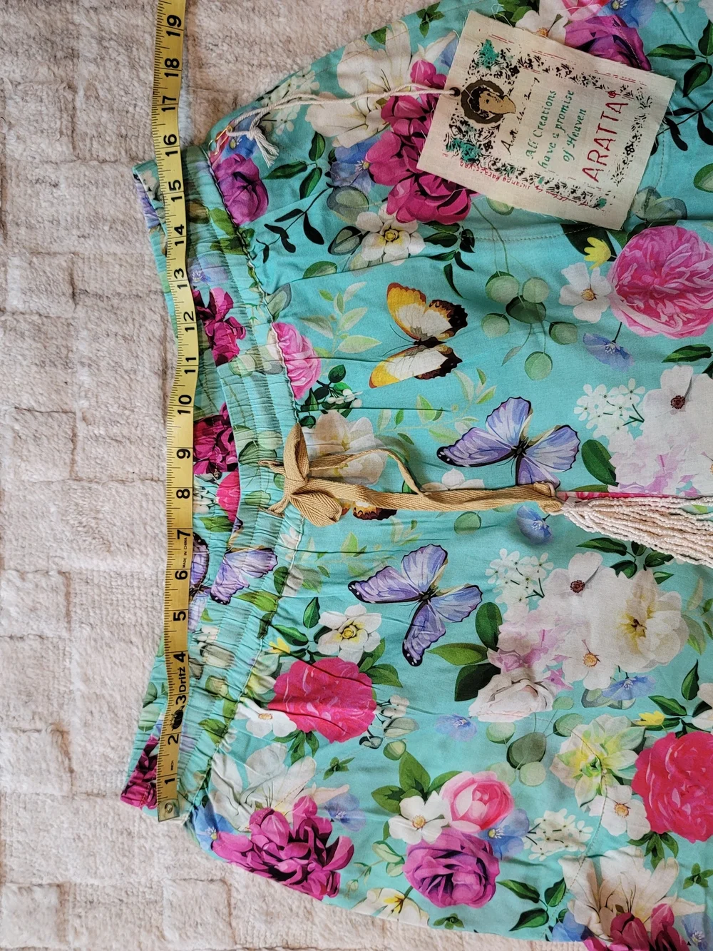 NWT ARATTA Serenity Springs Flare Pants Teal Floral Boho Vibrant Women's Size L - Picture 8 of 15